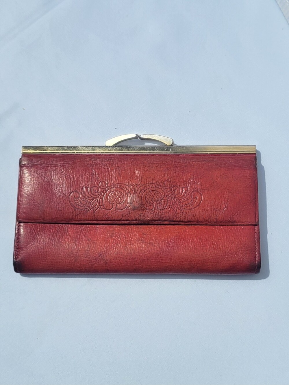 Norfolk Red Leather Item - Real Calf Hand Embossed- Made In Canada